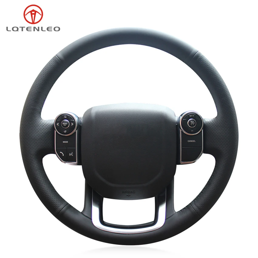 

LQTENLEO Black Genuine Leather Car Steering Wheel Cover For Land Rover Range Rover velar 2017-2019 Range Rover Sport 2014-2019