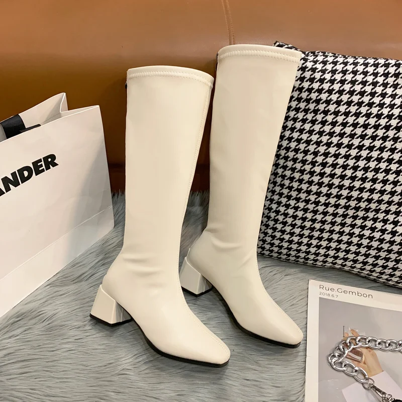 

Новинка 2021, женские сапоги до колена, женские рыцарские Сапоги на молнии, зимние коричневые длинные сапоги на платформе, женские привлекате...