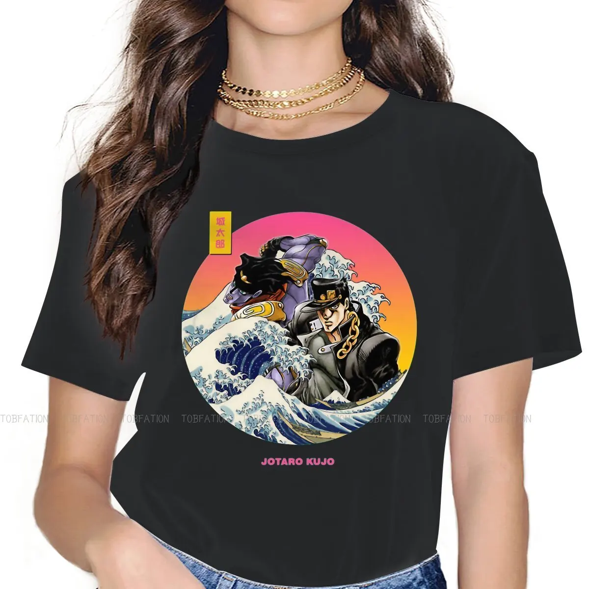 

Женская футболка Jotaro Kujo Kanagawa Wave, Необычные приключения Джоджо, футболка в стиле аниме, большой размер 4XL