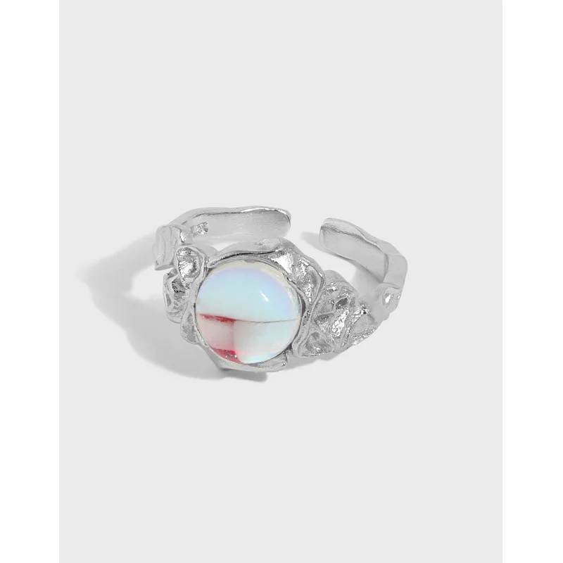 

Real 925 Sterling Silver Irregular Rings For Women Fine Jewelry Friends Gifts, Fashion Round Crystal Ring Woman Accessories