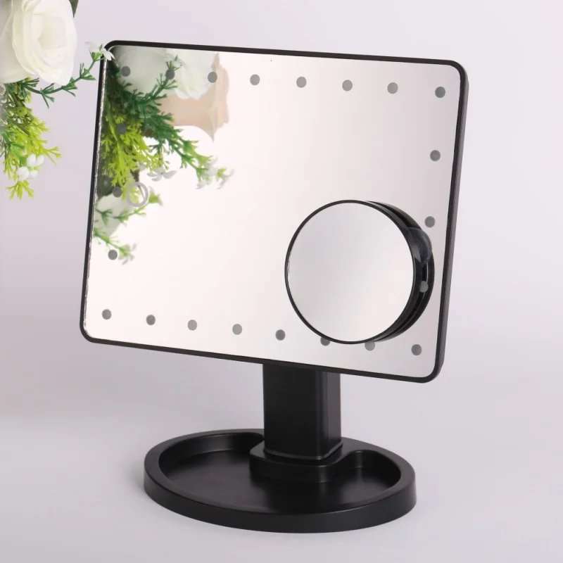 2B-Black magnify 10X LED Touch Screen Makeup Mirror Professional Vanity Mirror With 22 LED Lights Beauty Adjustable 360 Countertop Degree Rotation - Цвет: 2B-Black magnify 10X