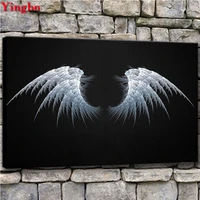 large 5d diy full diamond painting abstract white angel wings cross stitch embroidery mosaic handmade gift rhinestone home decor