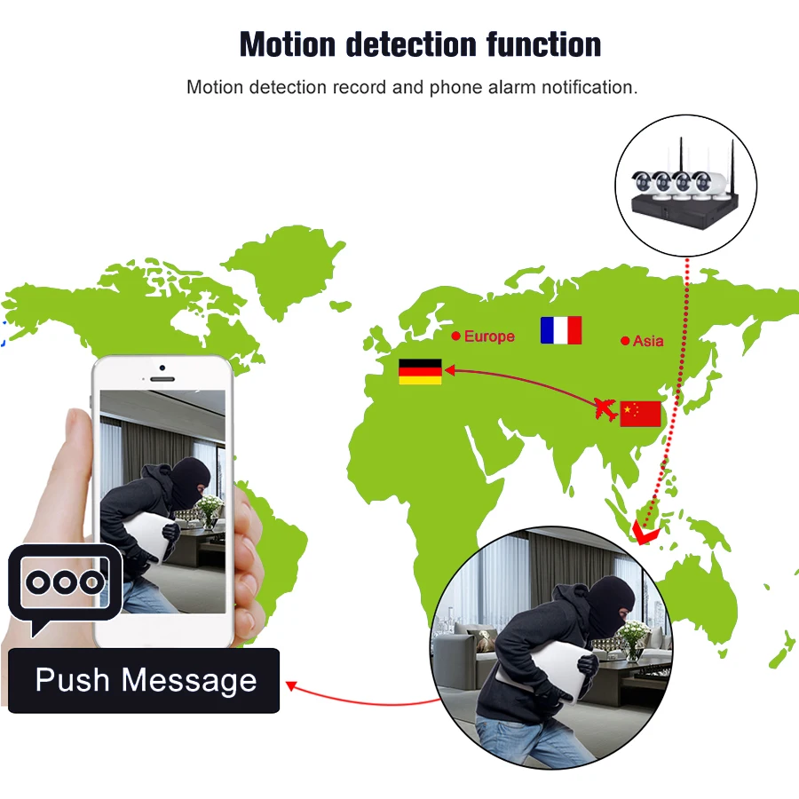 2.0MP Беспроводной Wi-Fi набор NVR 4CH домашней безопасности система видеонаблюдения, водонепроницаемая ночное видение 4 шт IP-камеры P2P.