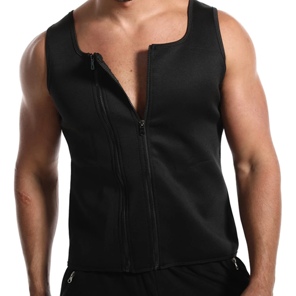 Мужской корсет жилет с двойной молнией для тренировок мужчин похудения из