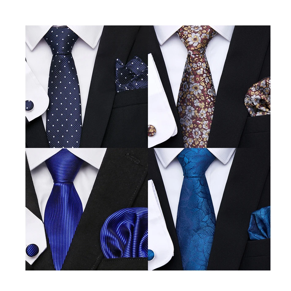 

Factory Sale 100% Silk Tie Handkerchief Cufflink Set Necktie Men Polka dot Ivory Fit Workplace Wedding Family Gift Group Present