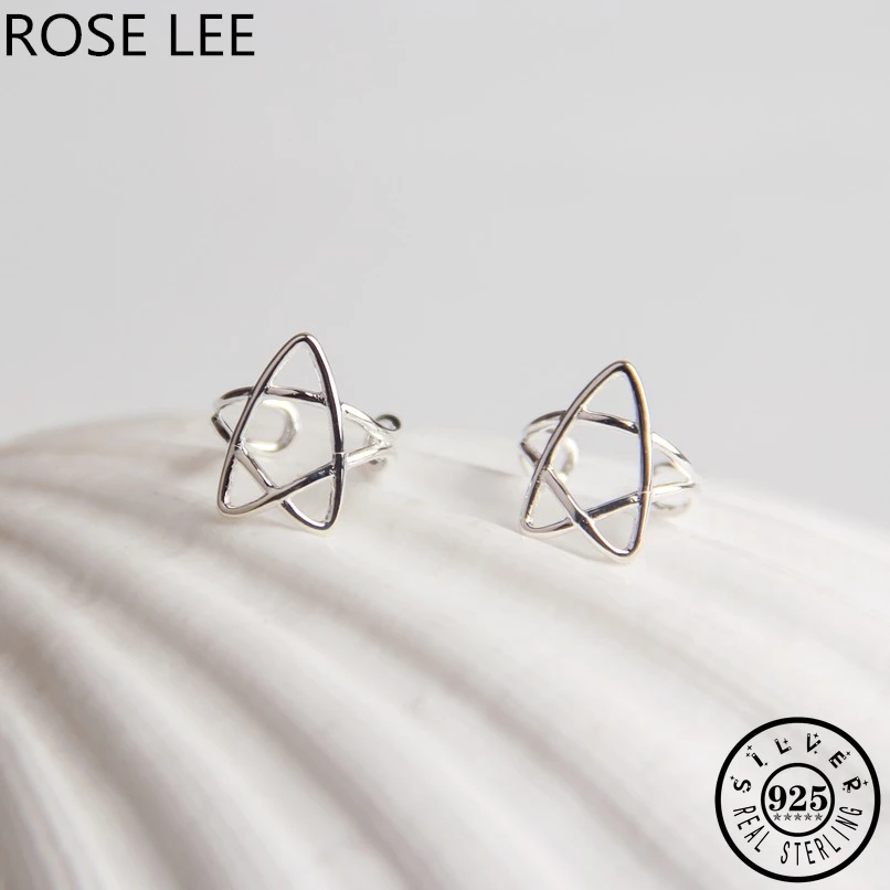 Корейский 925 пробы серебряная звезда Форма Кафф клипсы для ушей в форме Для