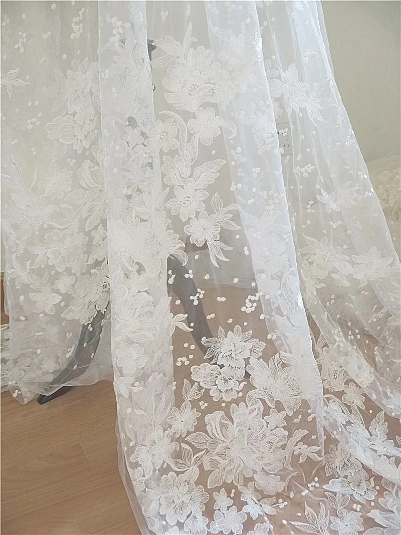 Высококачественная кружевная ткань цвета слоновой кости для свадебного платья
