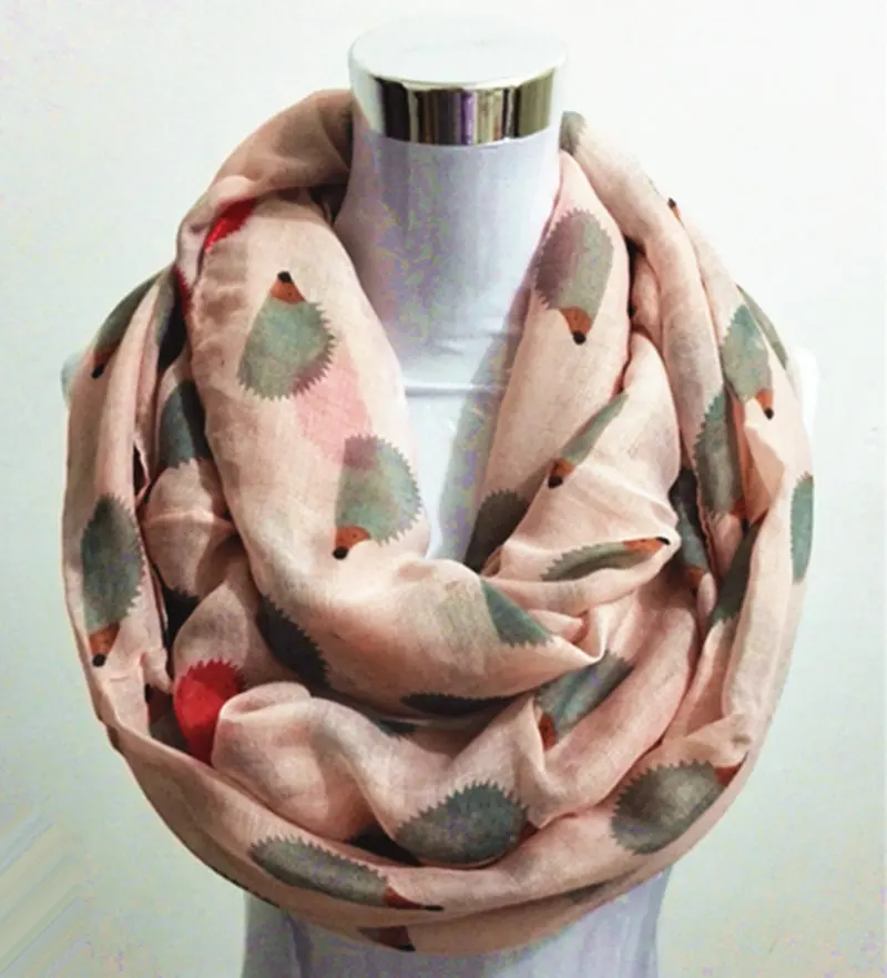 Circle scarf Pink Новые женские модные вискоза, хлопок Ежик длинный шарф с рисунком модные шарфы с животными снуд кольцо шарф для женщин - Цвет: Circle scarf Pink