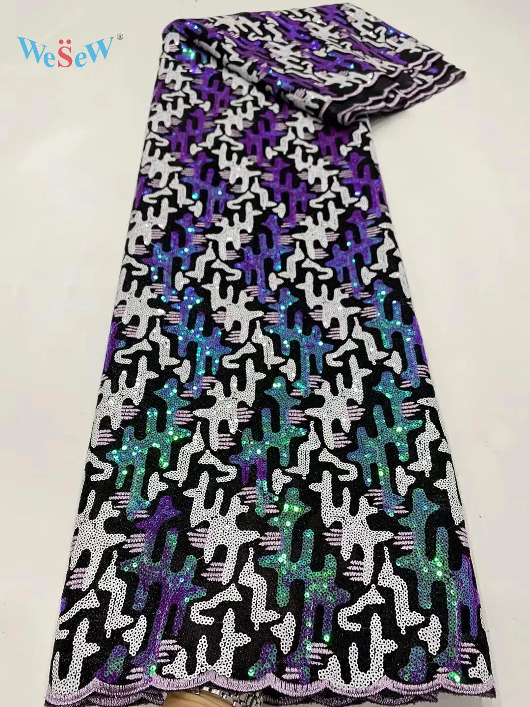 

Новейший дизайн, бриллиантовая французская кружевная ткань с блестками для свадебного/вечернего платья DPN 55