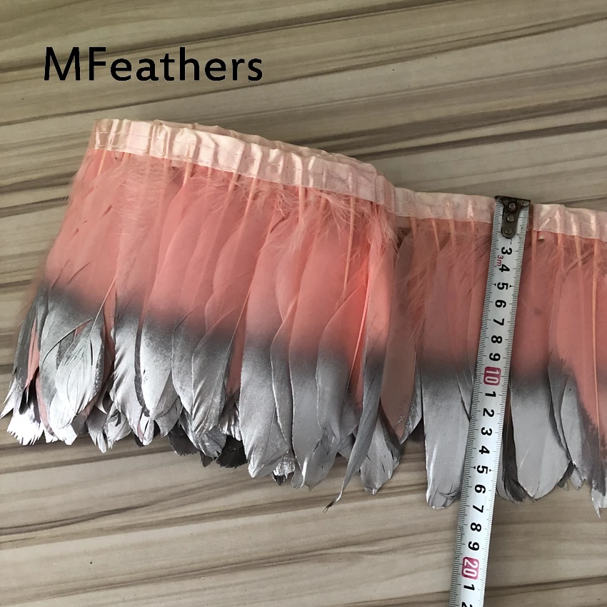 Серебряное гусиное перо обшитая атласная лента 2 ярда 15-20 см/6-8 &quotВысота