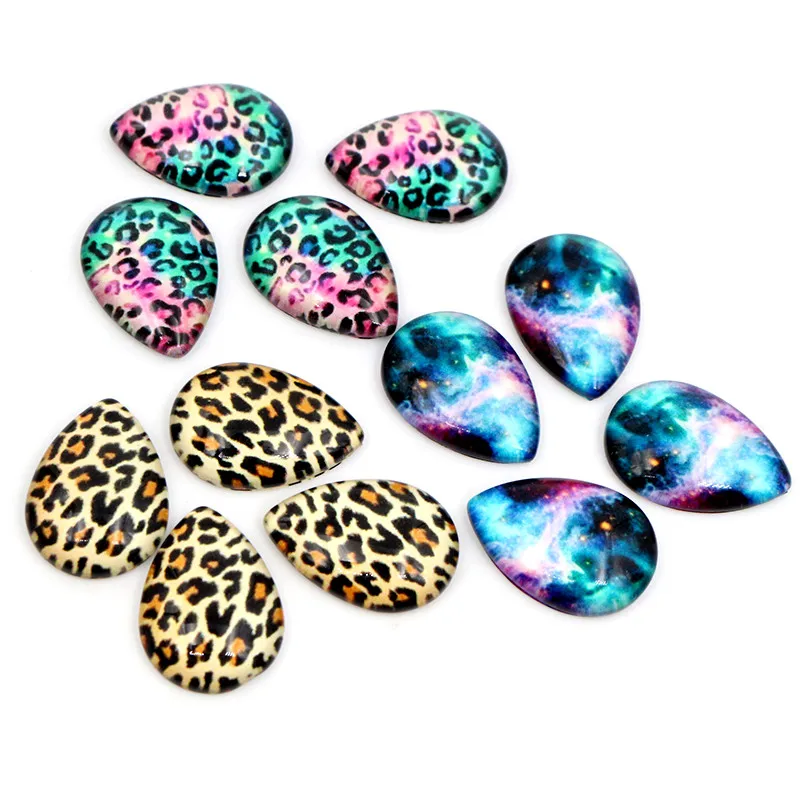 

10x14mm 13x18mm 18x25mm Drop Leopard print New Fashion Handmade Photo Glass Cabochons Pattern Domed Jewelry Accessories supplies