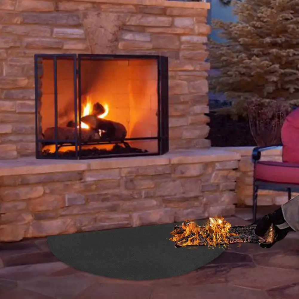 

Fire Retardant Half Round Hearth Fireplace Area Rug Durable Fire Pit Mat Fireproof Blanket Protects Floors From Sparks Embers