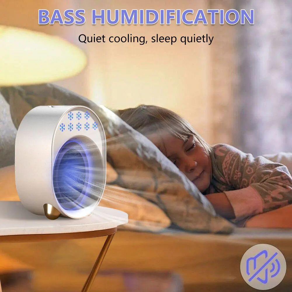 

Portable Fan USB Rechargeable Charging And Cooling Mini Air-Cooled Bass Humidification Night Light ABS + Electronic Components