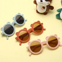 hkna 2022 cartoon bear sunglasses children cute round children sun glasses simple style kids selfie glasses photograph uv400
