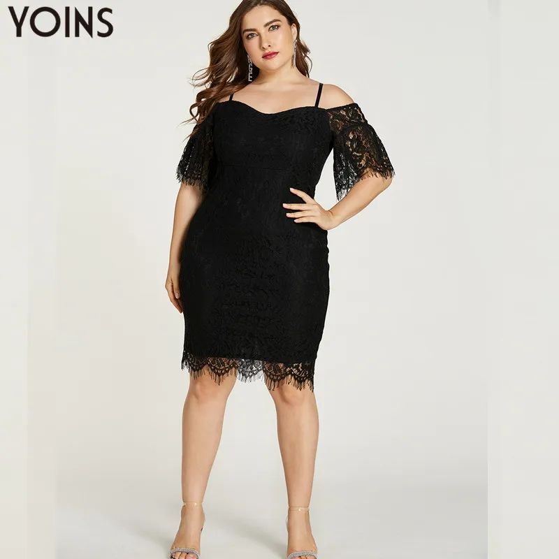 Женское кружевное Платье До Колена YOINS летнее элегантное облегающее платье с