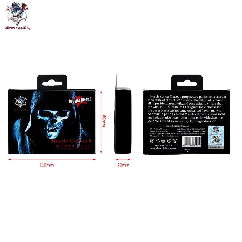 

10pcs/pack Original Demon Killer Muscle Vape Cotton For RTA RDA RDTA RBA Atomizer DIY E-Cig 100% Tasteless Cotton Wick