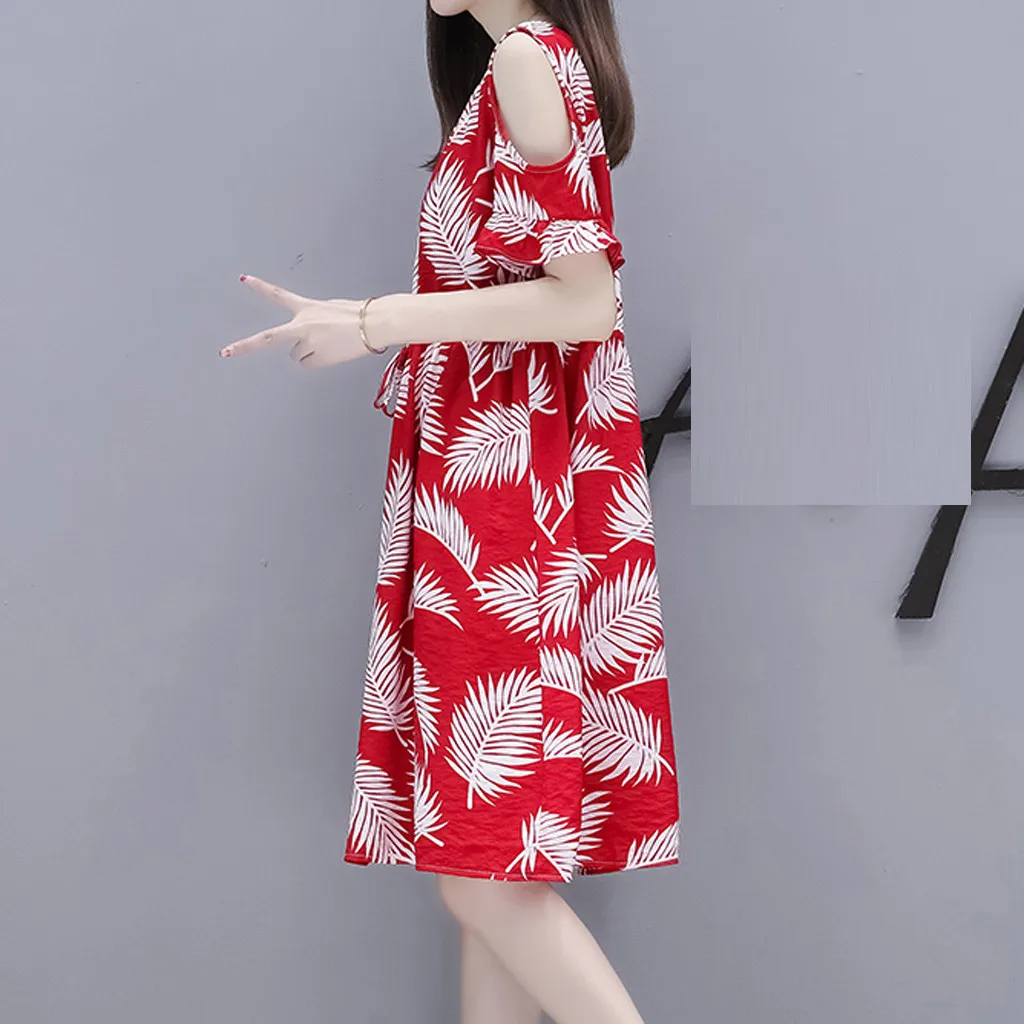 Платье женщин O-образный вырез Повседневного 2020 Платья с коротким рукавом Вадимы