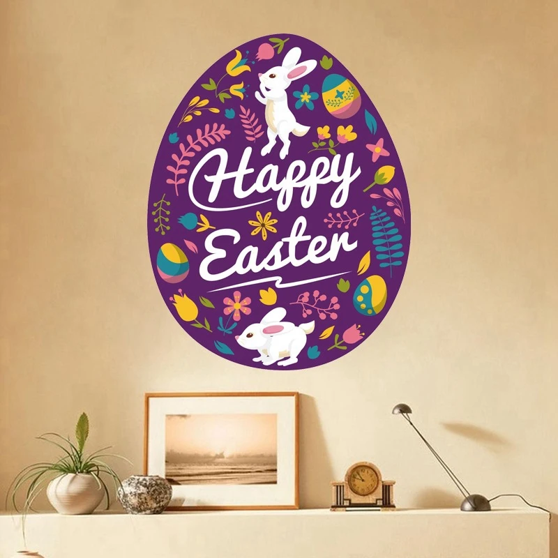 Пасхальные граффити наклейки на стену счастливые Мультяшные яйца домашний декор