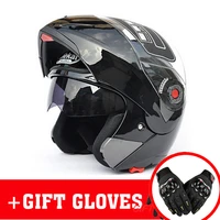 new motorcycle jk105 flip up helmet motorbike protective headgear helmets racing double lens sun shade dot ece casco gloves