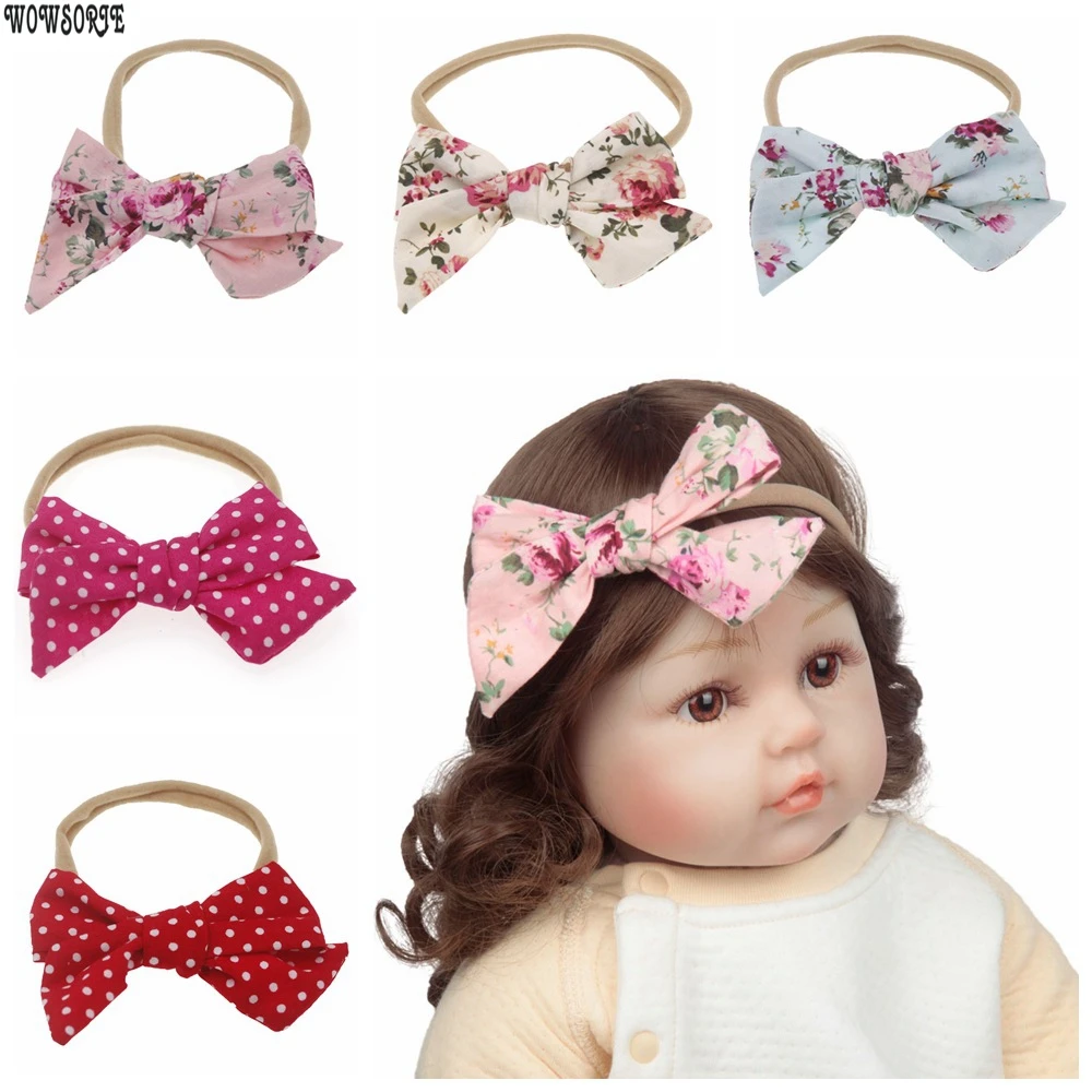 

baby Nylon Cloth dot hair Bow Headbands Accessory Kids newborn Soft Stretch hair band Headwear children Girls Hair Accessories