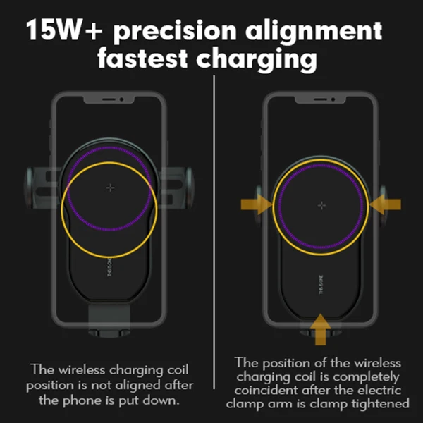 

15W Car Wireless Charger Induction Mount Automatic Clamping Fast Charging Bracket Holder for iPhone Huawei Samsung Xiaomi NC99