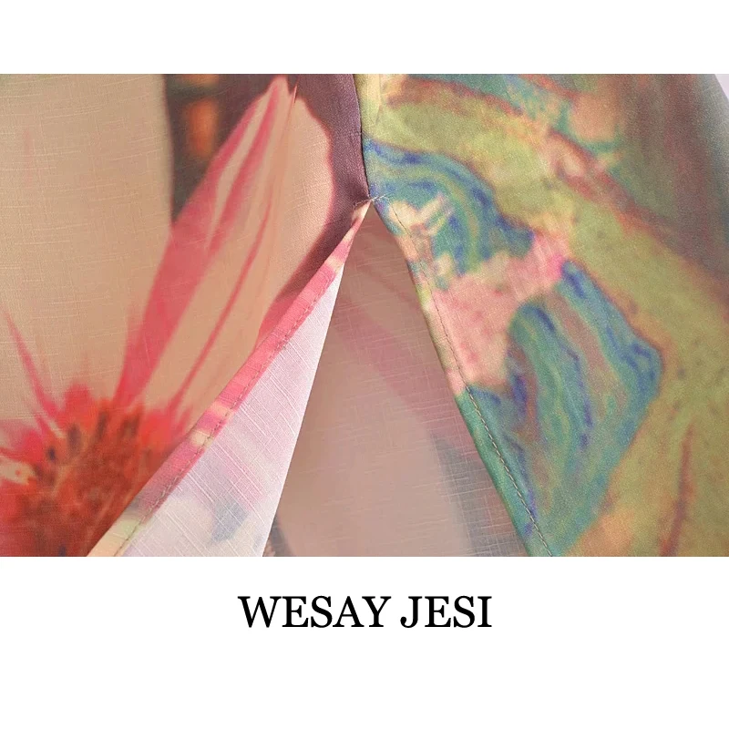 

WESAY JESI Summer Dress 2021 Fashion Women's Party Dresses Sexy Sleeveless Vintage Backless Printed Camisole Drawstring Outfits