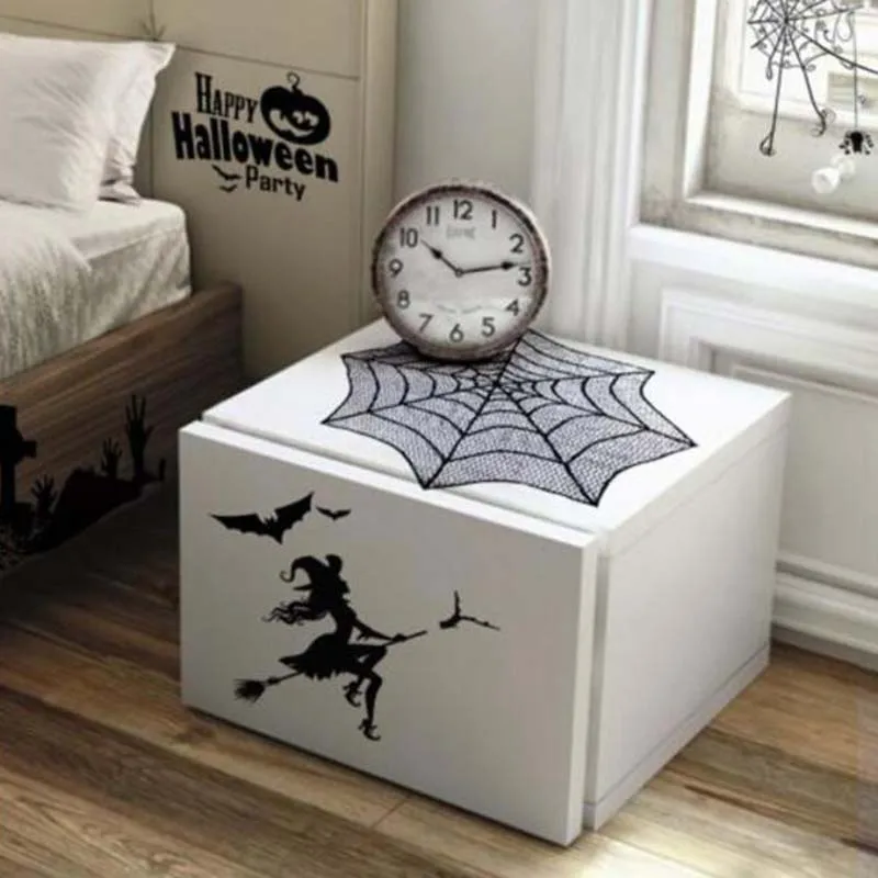 Хэллоуин паук звезда круглая веб скатерть камин стол Декор Топпер чехлы|Кулоны и