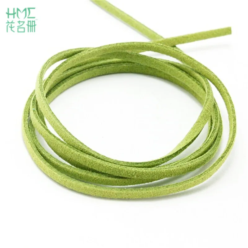 Green Новое поступление 3 мм 1 м/лот 17 цветов плоская Искусственная Замша корейский бархат кожаный шнур DIY для браслета аксессуары для ювелирных изделий - Цвет: Green