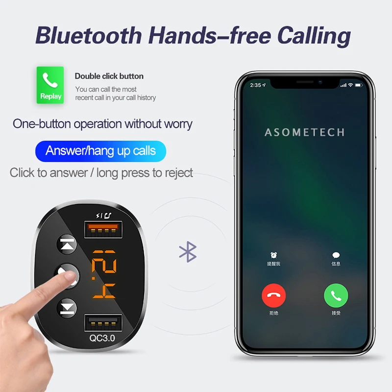 FM-модулятор Bluetooth 5 0 автомобильный комплект громкой связи аудио mp3-плеер с двойным