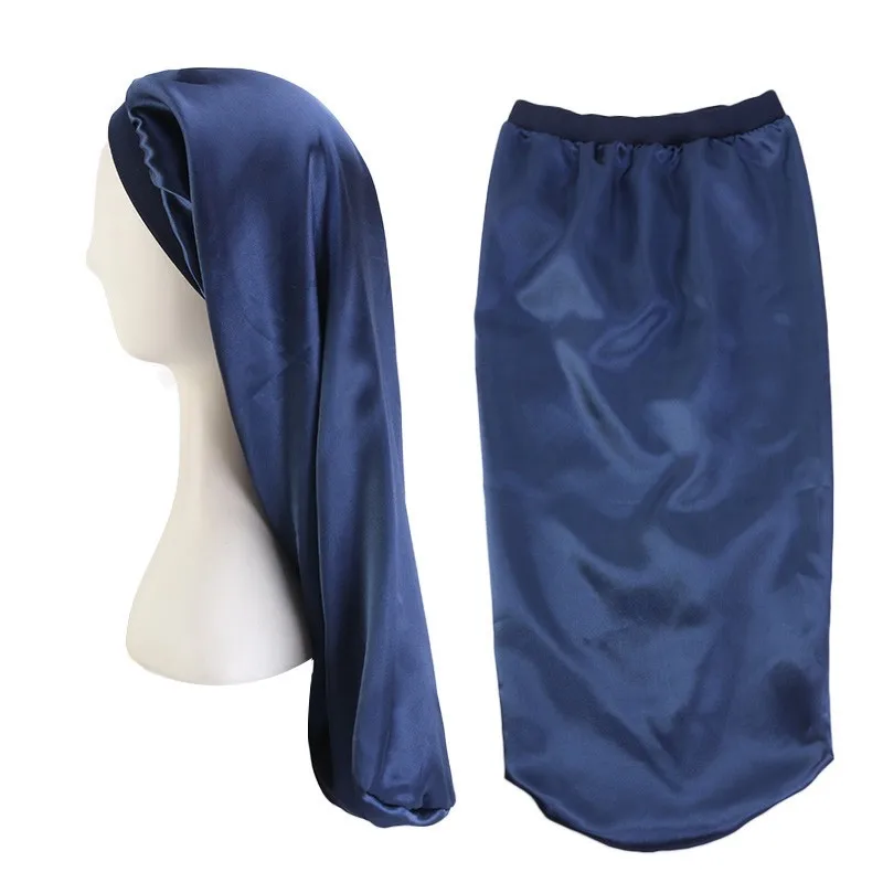 Шапочка для сна Длинная атласная с высокой эластичной резинкой женская и мужская