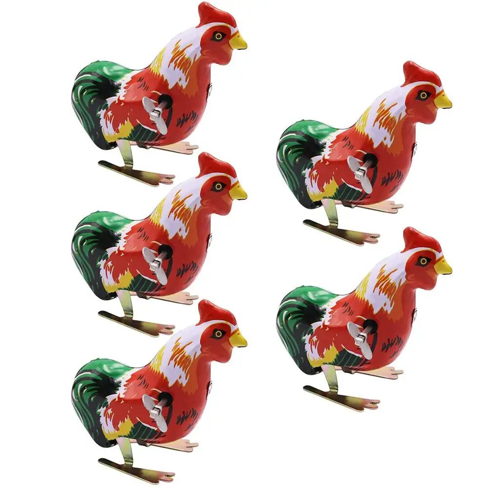 

5 шт Металлические заводные олова игрушки надувные прыжки петух металлическая брошь с животным, ветряет игрушки подарки для Для детей