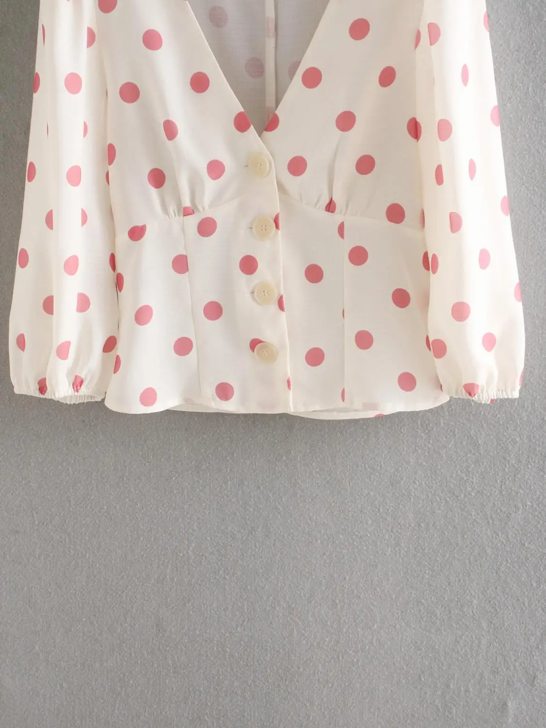 

V-neck Single Breasted Retro Polka Dot Long Sleeve Sunscreen Female Shirt Harajuku Sweet Casual Holiday Chic Women's Tops