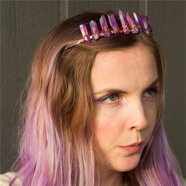 

Crystal Quartz Crown and Tiara GemStone Bridal Headpiece Boho Hair Accessories