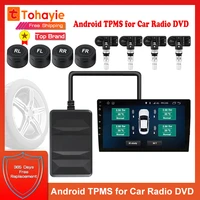 tpms android tire pressure monitoring system alarm sensors with 4 pcs tpms sensor detect car tire pressure for car radio dvd