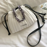luxury brand designer women bags 2021 cord train bucket bag with thick chain handbag branded women small hand bag
