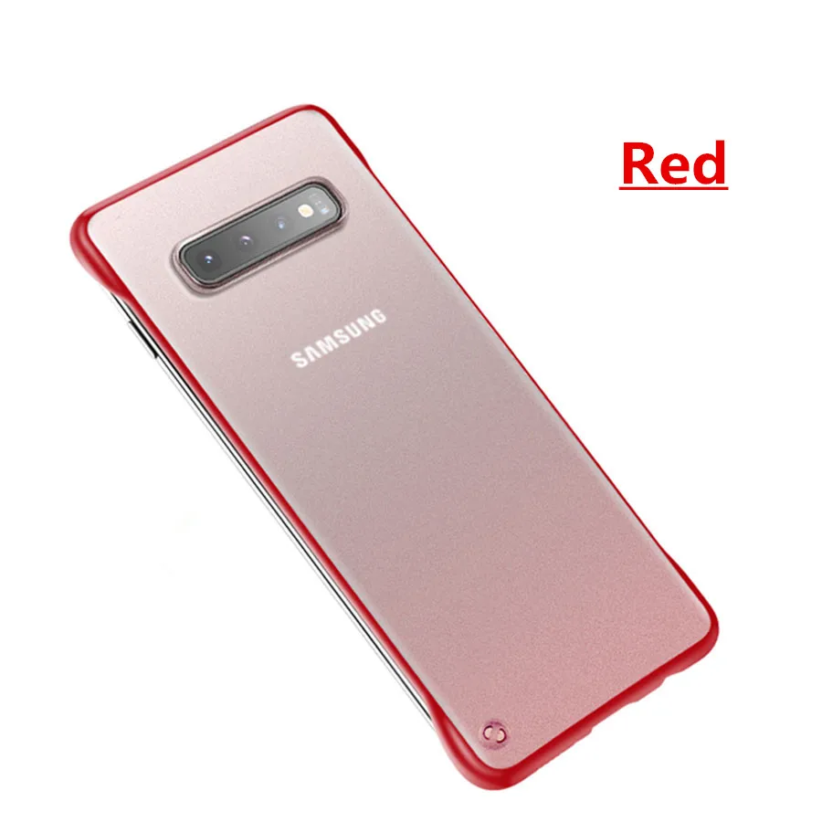 Red Безрамное Прозрачный матовый чехол для samsung Galaxy S10 S9 S8 плюс S7 Edge Note 9 10 Pro A70 A50 A30 A7 жесткий поликарбонатный чехол-крышка - Цвет: Red