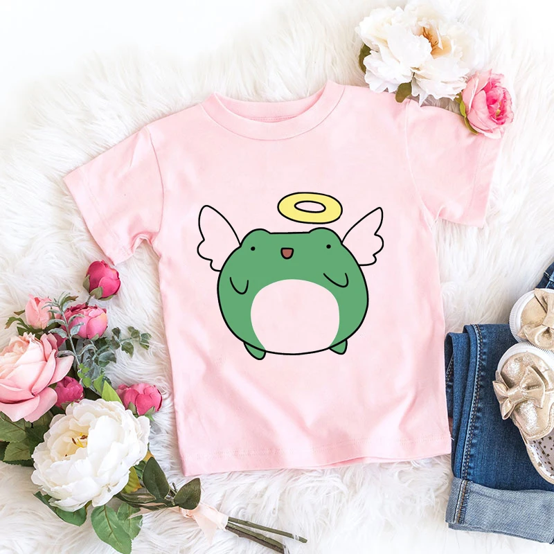 

Baby t-shirt cute fruit frog cartoon print pink tshirt cute graphic girls t shirt birthday clothing summer girls clothing tops