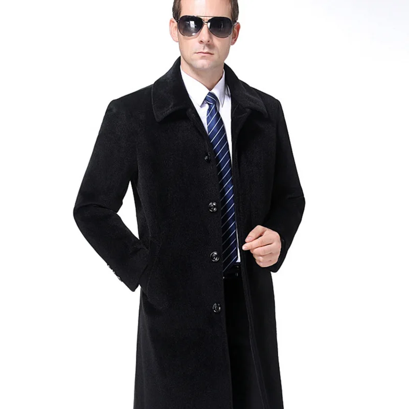 Популярное зимнее кашемировое пальто среднего возраста с отложным воротником