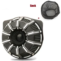 CNC Gauge Cut Stage One Air Cleaner Intake Filter Rain Socker Cover Fit For harley Dyna 00-17 Softail 2000-2015 touring glide 0