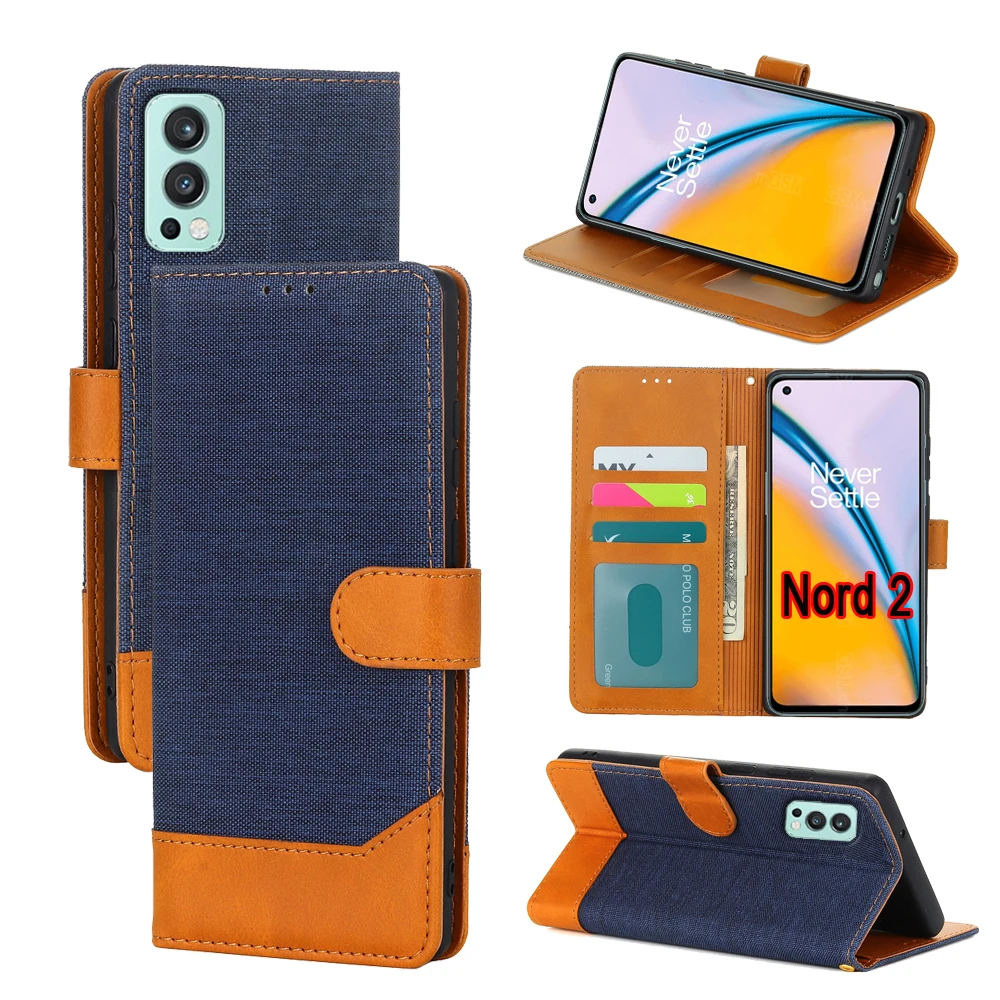 

Nord2 Cloth Pattern Phone Leather Case For OnePlus Nord 2 Cover Flip Wallet Magnetic Card Book For One Plus Nord 2 Case Etui Bag