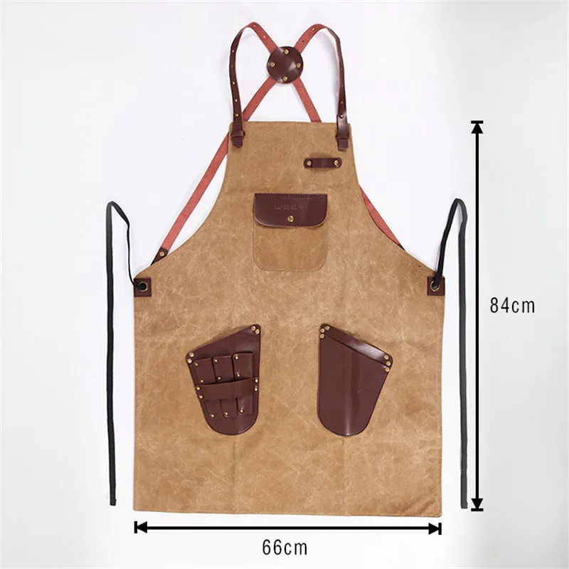 

Men Ladies Salon Haircut Apron Hairdressing Waxed Canvas Leather Barber Hairstylist Manicure Aprons