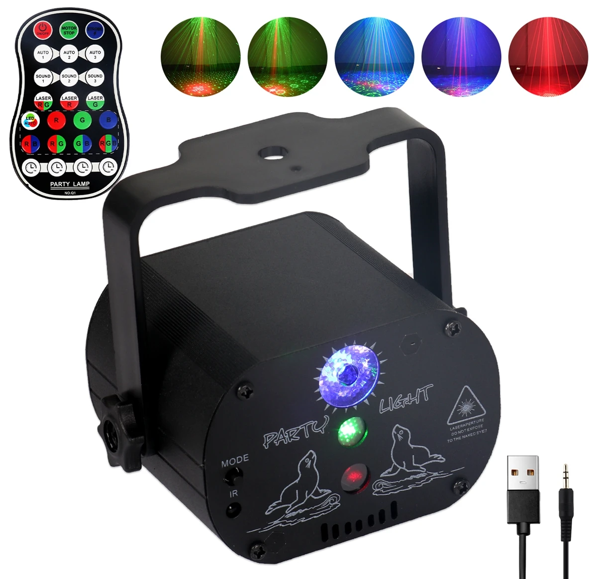 

Mini RGB Disco Light DJ LED Laser Stage Projector Red Blue Green Lamp USB Rechargeable Wedding Birthday Party DJ Lamp