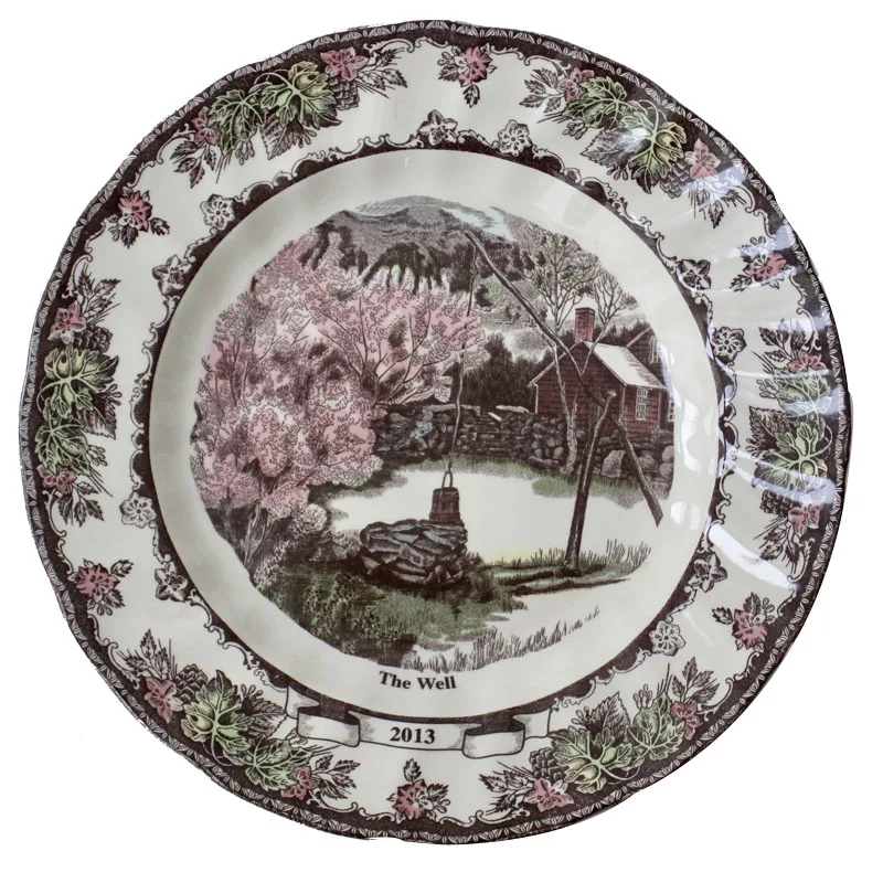 

The Friendly Village Dinner Set Elegant England Style Dinner Ware Ceramic Breakfast Plate Beef Dishes Dessert Dish Soup Bowl