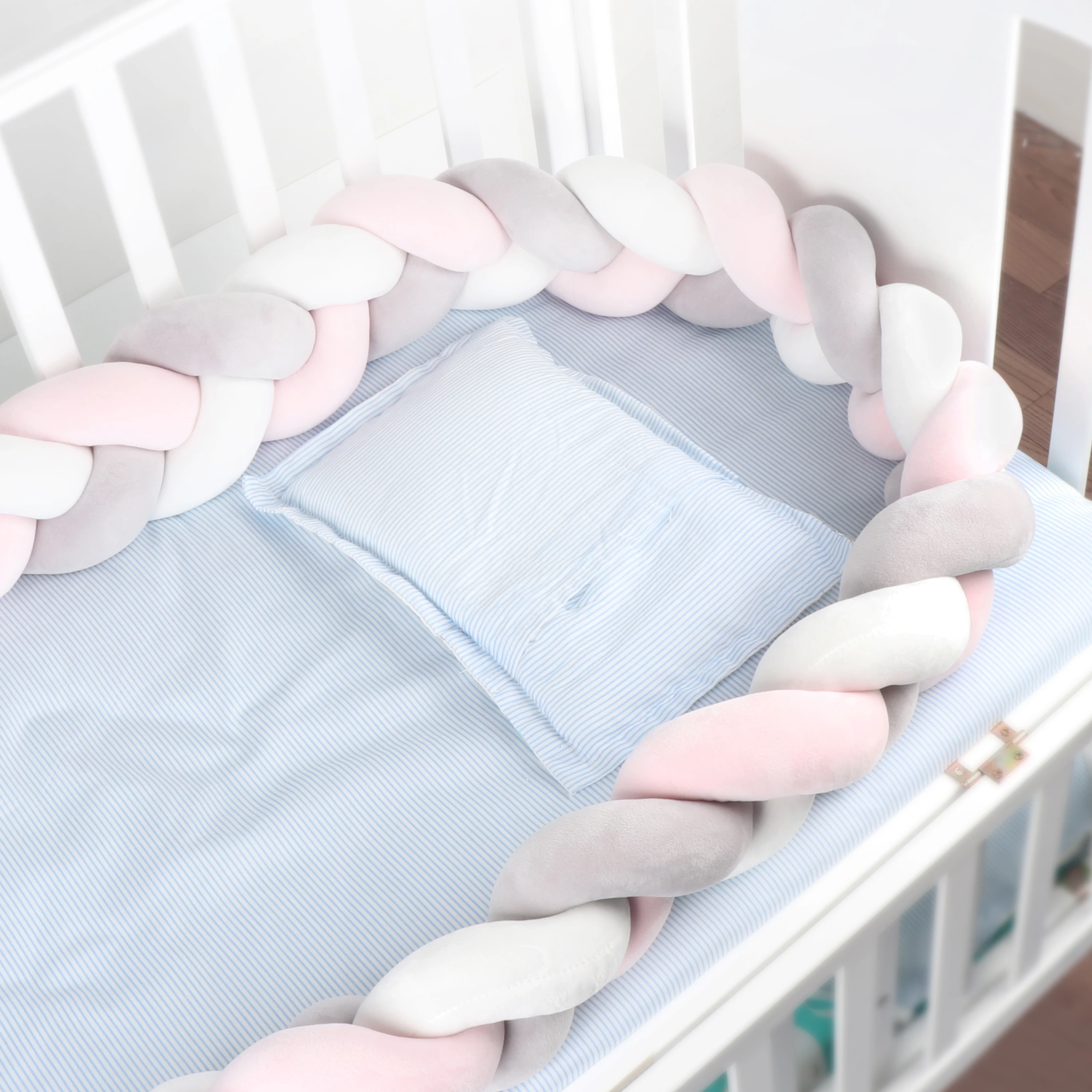 

150cm Newborn Baby Bed Bumper Children Pillow Bumper Three twisted Infant Crib Fence Cotton Cushion Kids Room Bedding Decoration