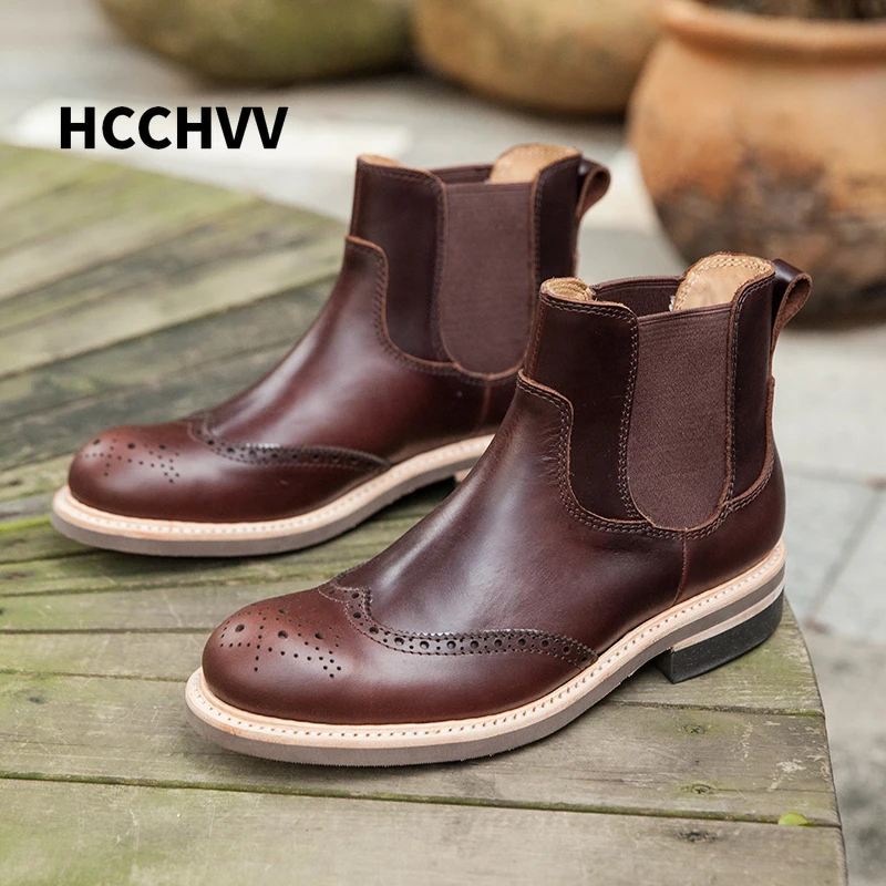 Goodyear/Винтажные ботинки Челси мужская повседневная обувь из натуральной кожи