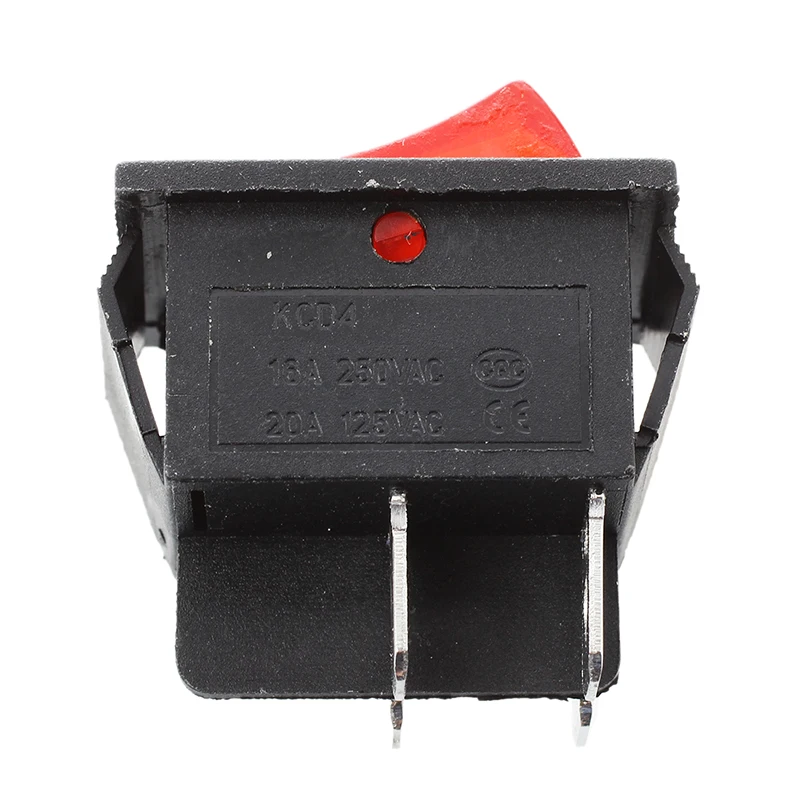 16A/250VAC 20A/125VAC красный индикатор светильник 4 Pin ВКЛ/ВЫКЛ клавишный выключатель DPST 2