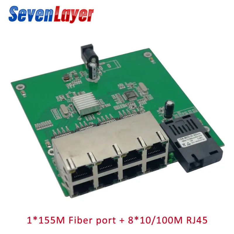 8 RJ45 1 SC Ethernet коммутатор волоконно оптический медиа конвертер одномодовый