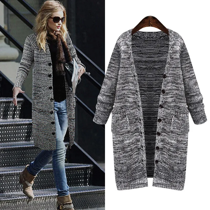 

Ayonsue casaco feminino knit cardigan plus size sweater women long cardigan coat Mujeres cardigans top femme kj157