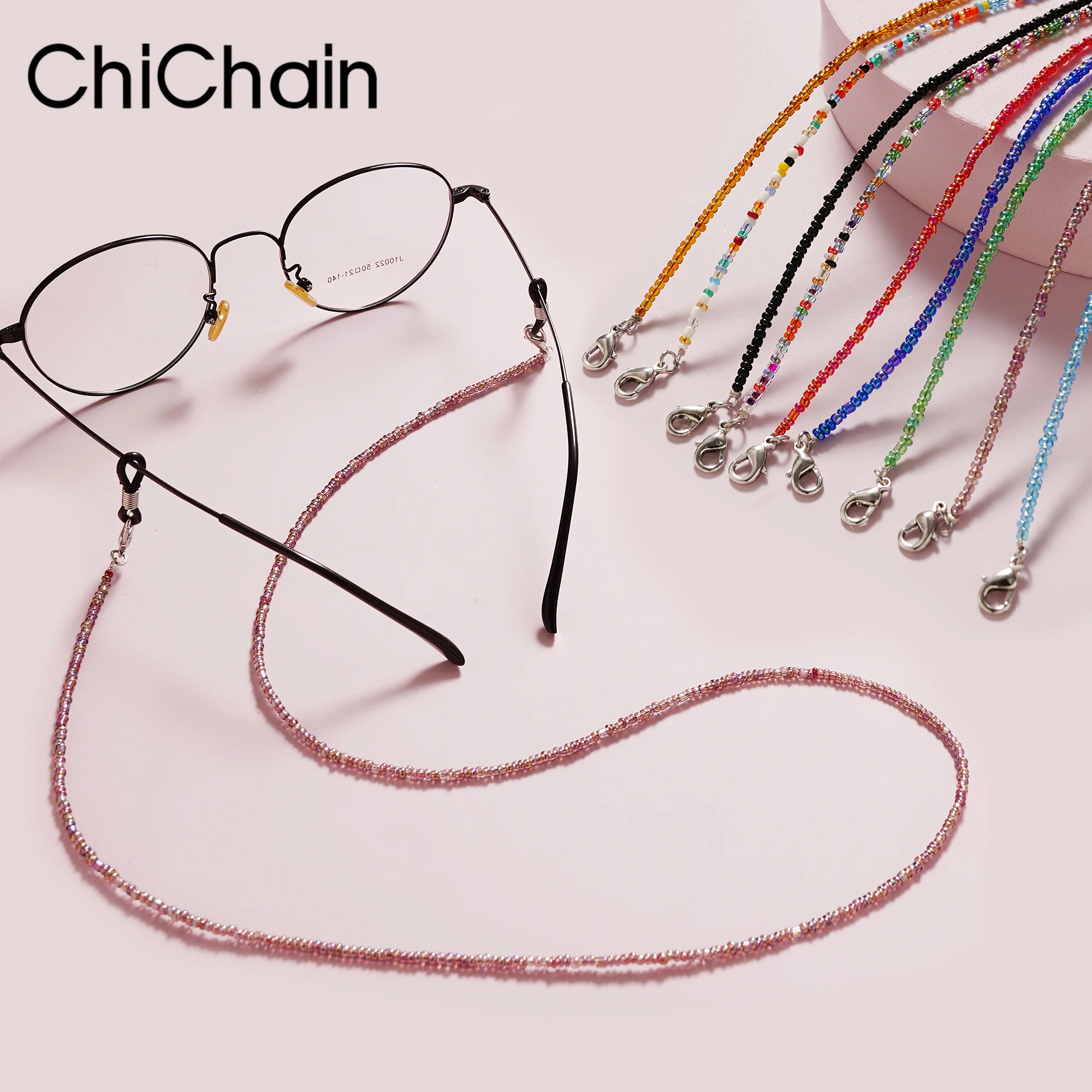 

Bohemian Colored Mask Strap Beaded Glasses Chains Women Face Mask Lanyard Anti Slip Women's Neck Chain For Eyeglass Sunglasses