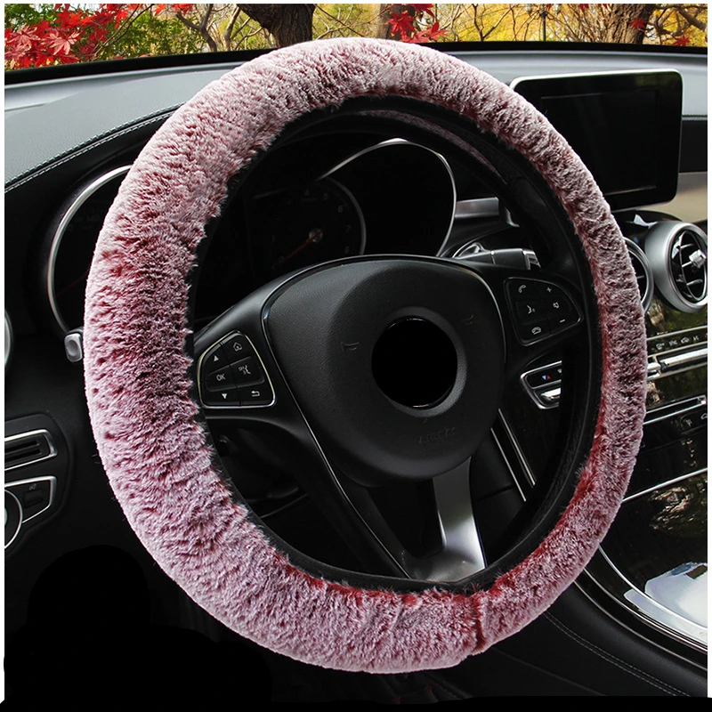 

Universal 37-39cm High-grade Soft Warm Imitation Rabbit Fur Steering Wheel Cover For Car Steering Winter Wheel Interior Parts